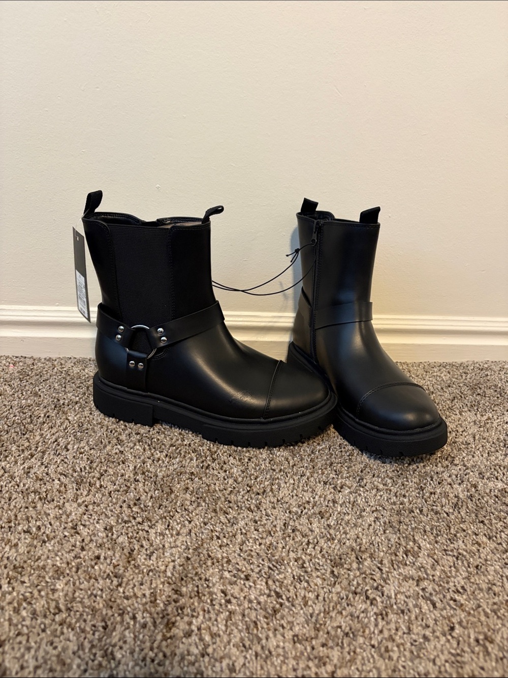 art class Black Moto Chelsea Boots for Girls